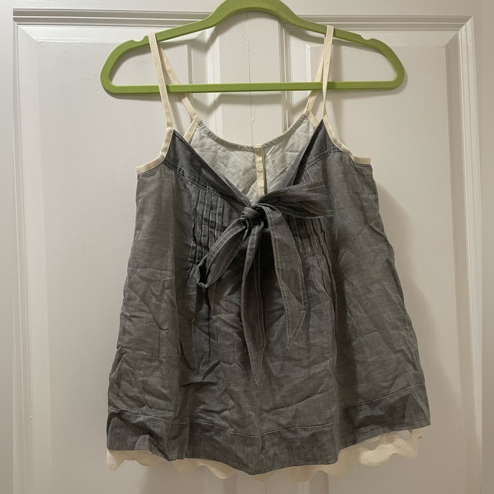 Unusual Layered Tank Top with huge Rick Rack and Bow 100% Cotton Size 6